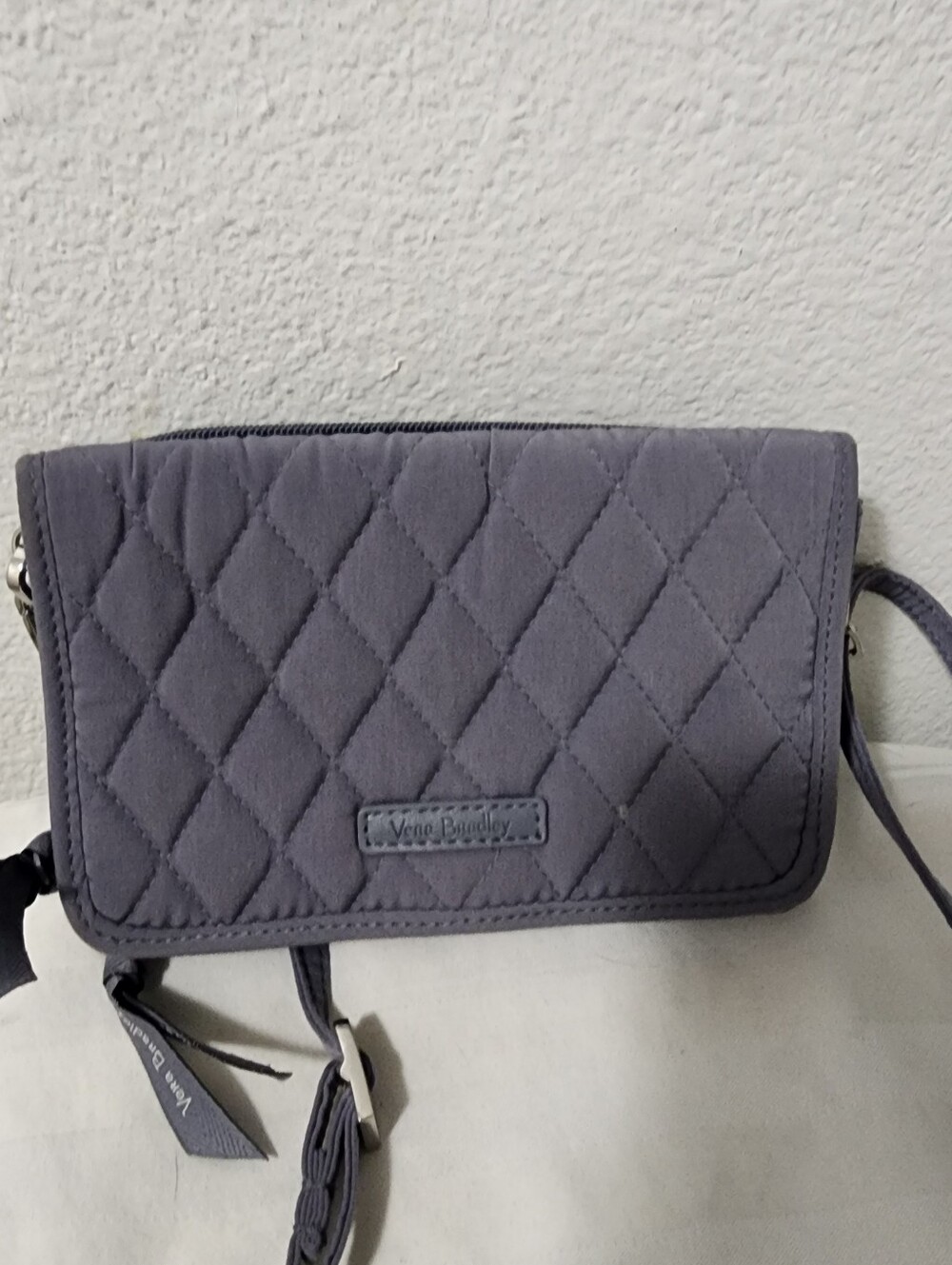 Vera Bradley Quilted Crossbody Bag in Charcoal Gray